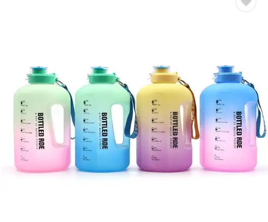 BOTTLED JOY Large Gallon/2.2L Gallon Water Bottle Motivational with Time Marker & Straw, Leakproof Water Jug