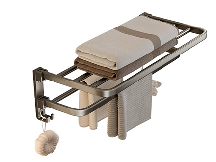 Gun ash space aluminum towel rack Perforation-free bathroom Bathroom shelf Wall-mounted toilet toilet bath towel rack