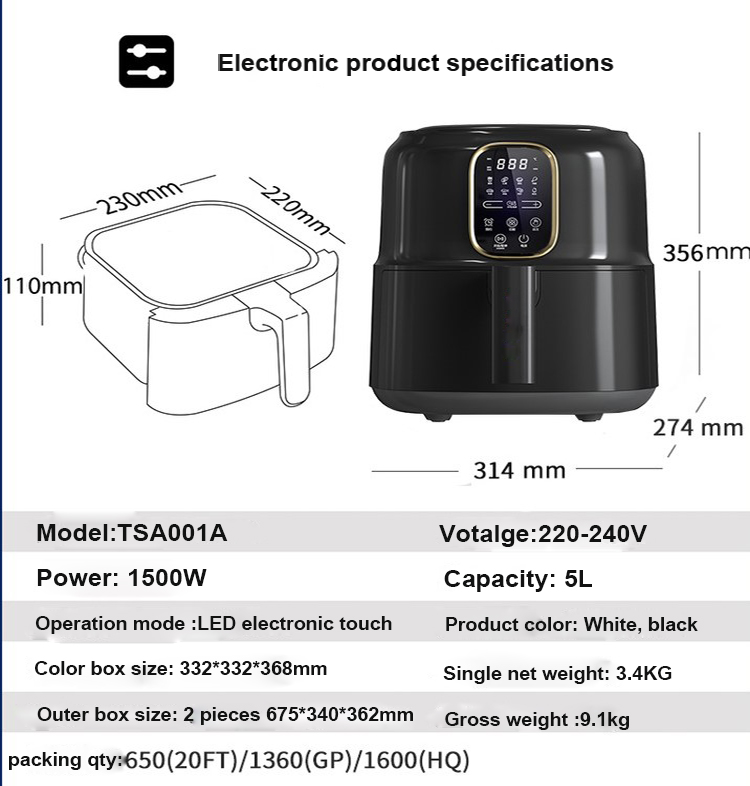 Air fryer Home new multi-functional large capacity electric fryer oven two-in-one