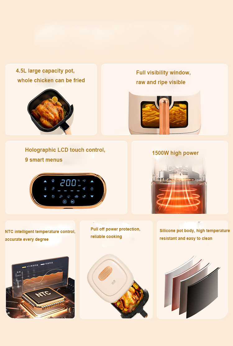 Air fryer Home new visual LCD touch screen high-power multi-function oil-free factory electric fryer