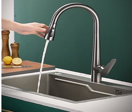 Kitchen puller faucet Hot and cold wash basin telescopic household brass main faucet sink modern simple