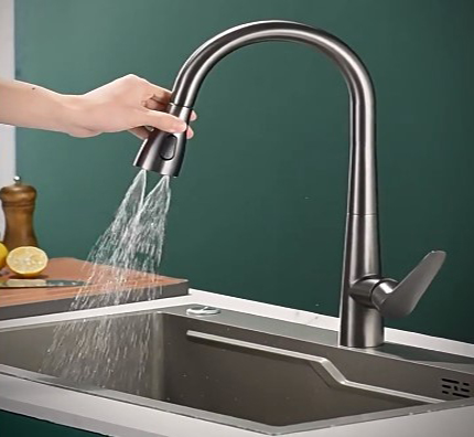 Kitchen puller faucet Hot and cold wash basin telescopic household brass main faucet sink modern simple