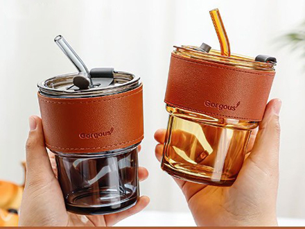 Net red pearl cup portable glass water cup high-end water cup small fragrant Feng shui cup glass ins high appearance level