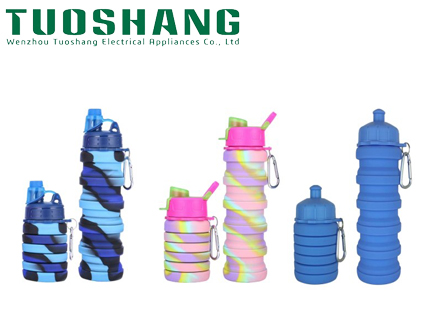 High quality leakproof 500ml sports drinking cups collapsible foldable water bottle silicone BPA free