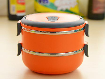 Round plastic steel sealed lunch box free combination of leak-proof stainless steel double insulation multi-layer lunch box basket gift