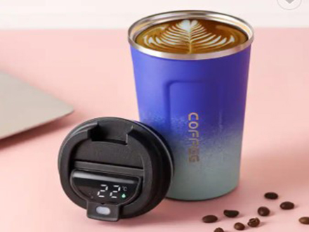 Fashion Gradient Coffee mug Stainless Steel mug with Led Temperature Digital Smart Thermos Cup Metal Mug Intelligent Display