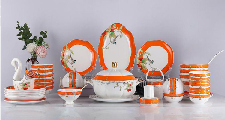 52pcs Chinese Style Vintage White Dinner Set Dinnerware Dinner Set Ceramic Vajilla Elegante